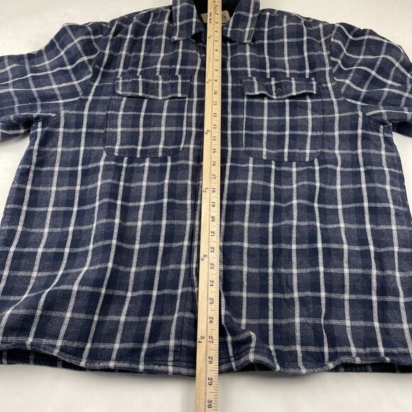 Boston Traders Flannel Shirt Jacket Men’s 2XL Button Up Fleece Lined Check Blue - Picture 5 of 9
